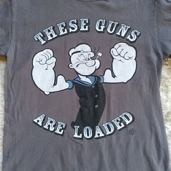 Gildan Popeye These Guns are Loaded Heavy Cotton T-Shirt - Picture 5 of 11